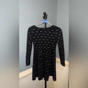 Place Black Cat Print sliver Casual Dress